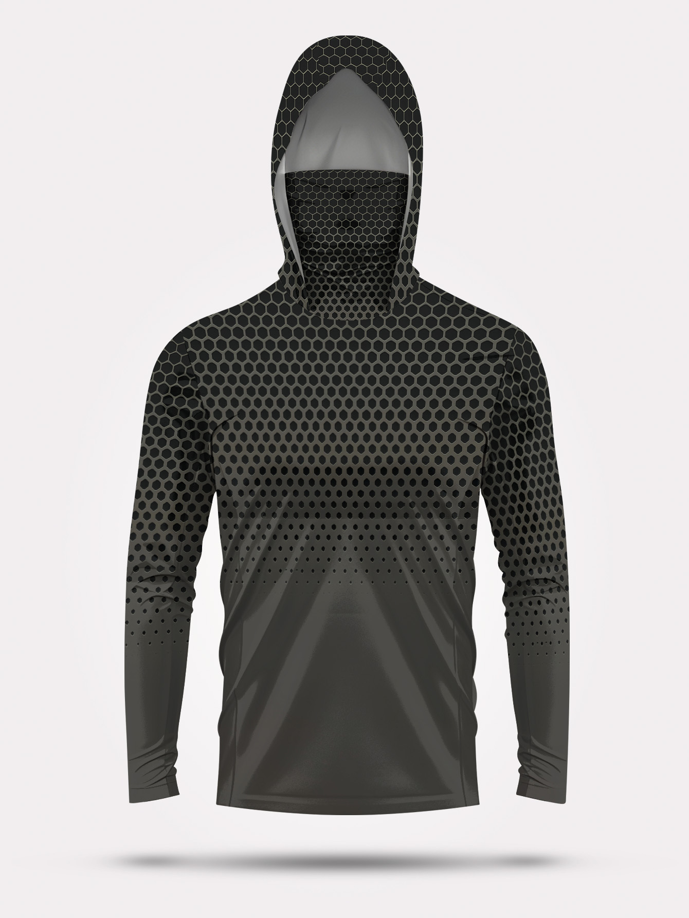 Grey Gradient Honeycomb Men Fi - đánh giá và giá Fishing Hoodie